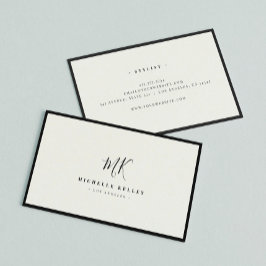 Tarjeta De Visita Lujo Monograma Mínimo Moda de Marfil Negro Elegant