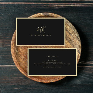 Tarjeta De Visita Lujo Monograma Mínimo Moda Negro Elegante