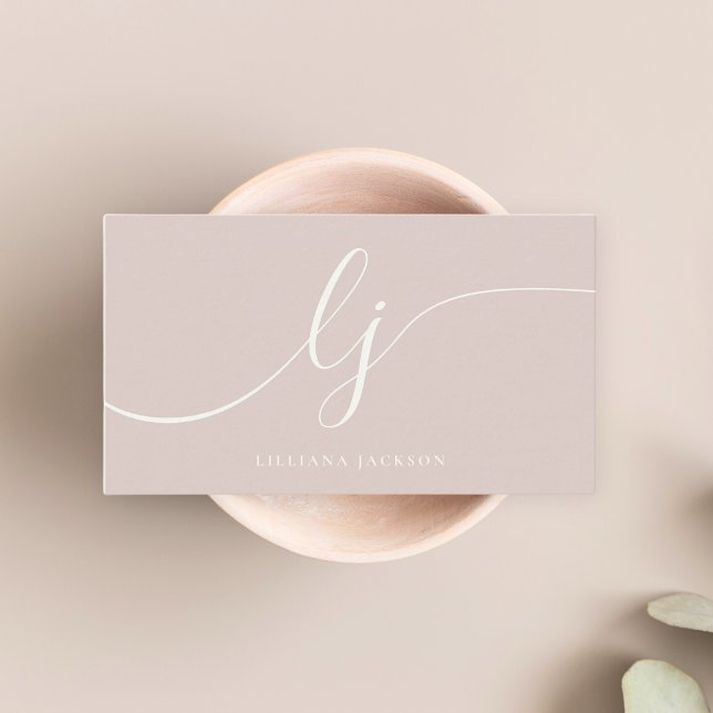 Tarjeta De Visita Lujo Monograma Mínimo Rosa Oro y Marfil Elegante (Subido por el creador)