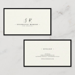 Tarjeta De Visita Lujo Monograma Negro Marfil Chic Elegante