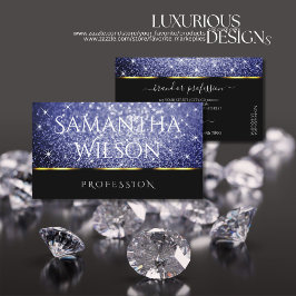 Tarjeta De Visita Lujo negro Shimmery Royal Blue Purpurinas Eleganci