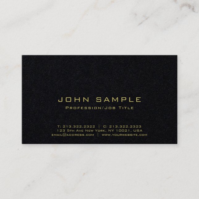 Tarjeta De Visita Lujo negro superior profesional del oro elegante (Anverso)