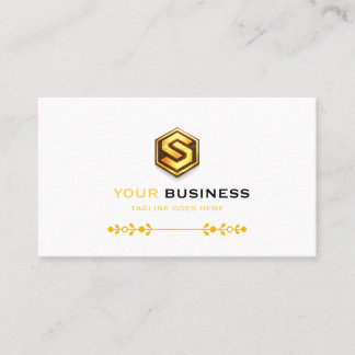 Tarjeta De Visita Lujo Negro y Dorado Elegante con Logo