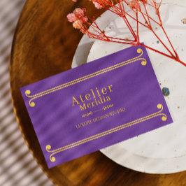 Tarjeta De Visita Lujo Negro y Dorado Floral Elegante