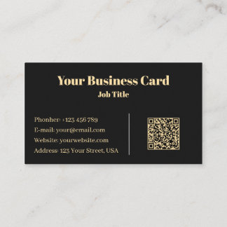 Tarjeta De Visita Lujo Negro y Dorado Minimalista Profesional