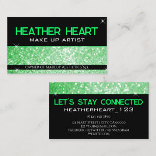 Tarjeta De Visita Lujo Neon Green Bright Purpurina Glam Glamour