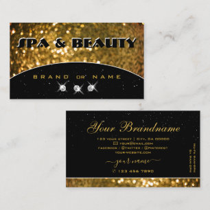 Tarjeta De Visita Lujo Oro Negro Brillo Destello Elegante Estiloso