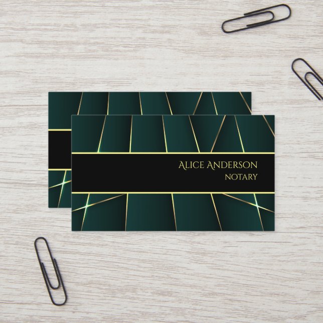 Tarjeta De Visita Lujo oro verde elegante profesional femenino (Anverso/Reverso In Situ)