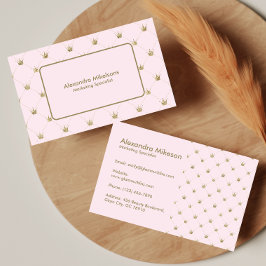 Tarjeta De Visita Lujo Patrón Corona Rosa