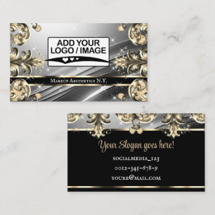Tarjeta De Visita Lujo plata y dorado de lujo ornamentado con logoti