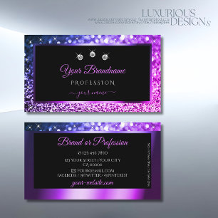 Tarjeta De Visita Lujo Púrpura Púrpura Ombre Sparkle Purpurina Dia