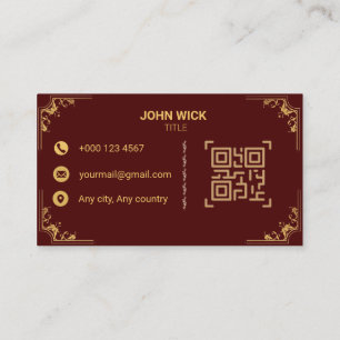 Tarjeta De Visita Lujo Real Marrón y Dorado Ornamental