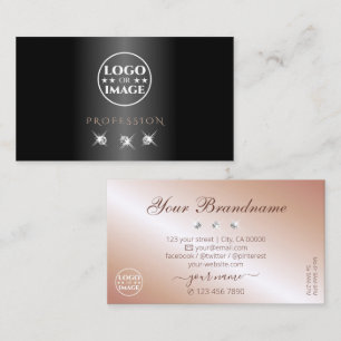 Tarjeta De Visita Lujo Rosa de Oro Negro Brillante Diamantes Agregar
