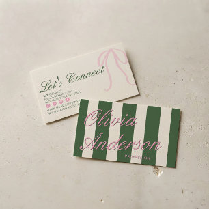 Tarjeta De Visita Lujo Rosa Verde Vintage Coqueta Antiguo Dinero Peq