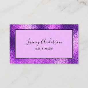 Tarjeta De Visita Lujo simple Relieve metalizado trendy faux morado 