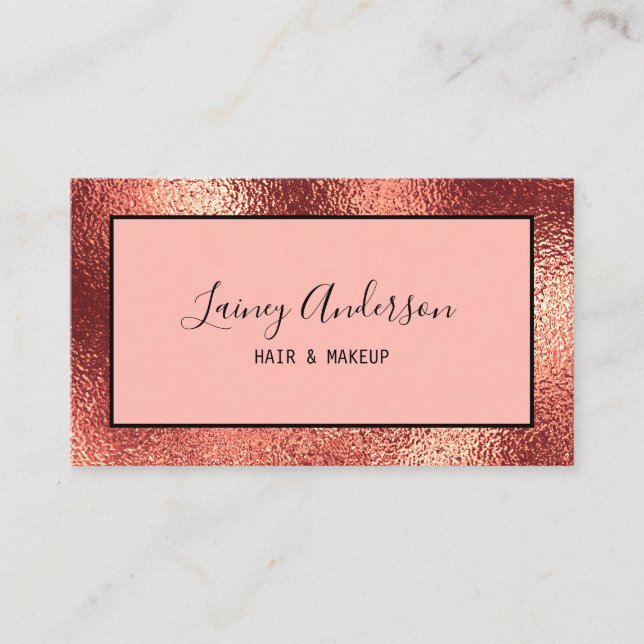Tarjeta De Visita Lujo simple textura de Relieve metalizado trendy r (Anverso)