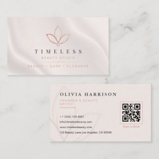 Tarjeta De Visita Lujo Suave Minimalista Rosa Dorado Marca de Bellez