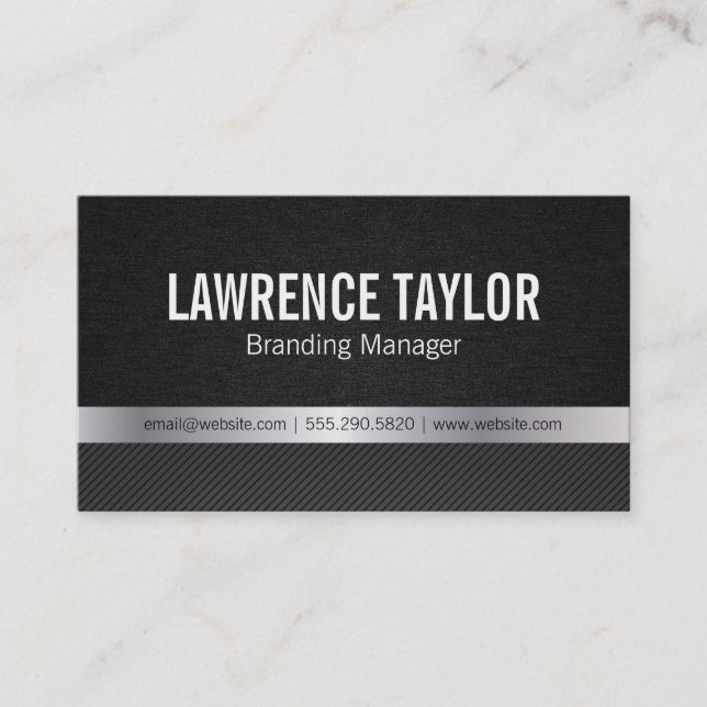 Tarjeta De Visita Lujo | textura / plata / rayas (Anverso)