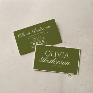 Tarjeta De Visita Lujo Verde Oliva Retro Dinero Antiguo Lujo