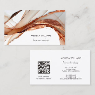 Tarjeta De Visita Lujosa Rosa de Oro 3D Abstracta Código QR
