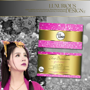 Tarjeta De Visita Lujosas estrellas de Purpurina rosado Gold Girly a