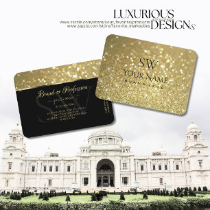 Tarjeta De Visita Lujosas estrellas e iniciales del Purpurina del Or