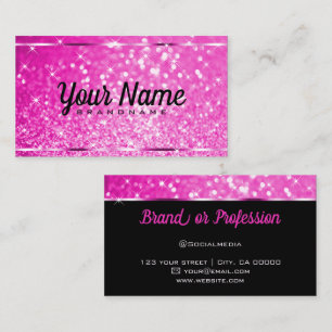 Tarjeta De Visita Lujosas Estrellas Luminosas Purpurina Rosado Calie