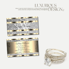 Tarjeta De Visita Lujosas Estrellas Purpurinas de Plata Dorada Chisp