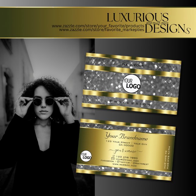 Tarjeta De Visita Lujosas estrellas Purpurinas Gold Silver añaden lo (Subido por el creador)