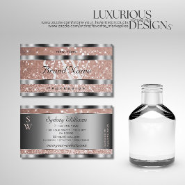 Tarjeta De Visita Lujosas estrellas Rosa Purpurina oro Monograma Pla