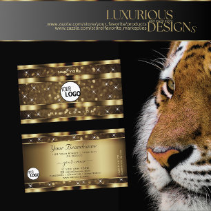 Tarjeta De Visita Lujosas estrellas y logotipo del Purpurina dorado