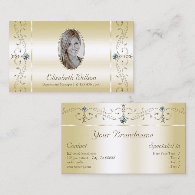 Tarjeta De Visita Lujosas joyas de oro ligero con foto (Anverso / Reverso)