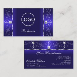 Tarjeta De Visita Lujosas joyas de pasamanos azules con logotipo