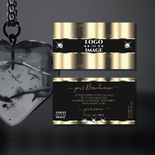 Tarjeta De Visita Lujosas joyas doradas de espuma negra con logotipo