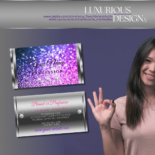 Tarjeta De Visita Lujosas Joyas Luminosas Purpurinas Púrpura Púrpura