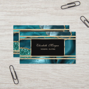 Tarjeta De Visita Lujosas Rayas Doradas Gliter Elegantes Verde Esmer