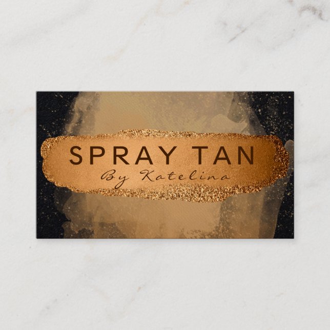 Tarjeta De Visita Lujoso Black And Bronze Mobile Spray Tan (Anverso)