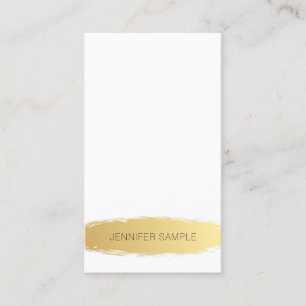 Tarjeta De Visita Lujoso Blanco Oro Moderno Elegante Llanura Simple