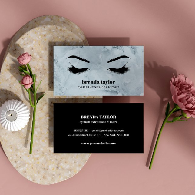 Tarjeta De Visita Lujoso Blue Marble Eyelash Brow bar profesional (Subido por el creador)