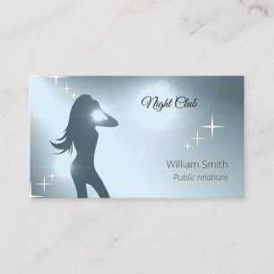 Tarjeta De Visita Lujoso Chica de danza brillante cian Silhouette