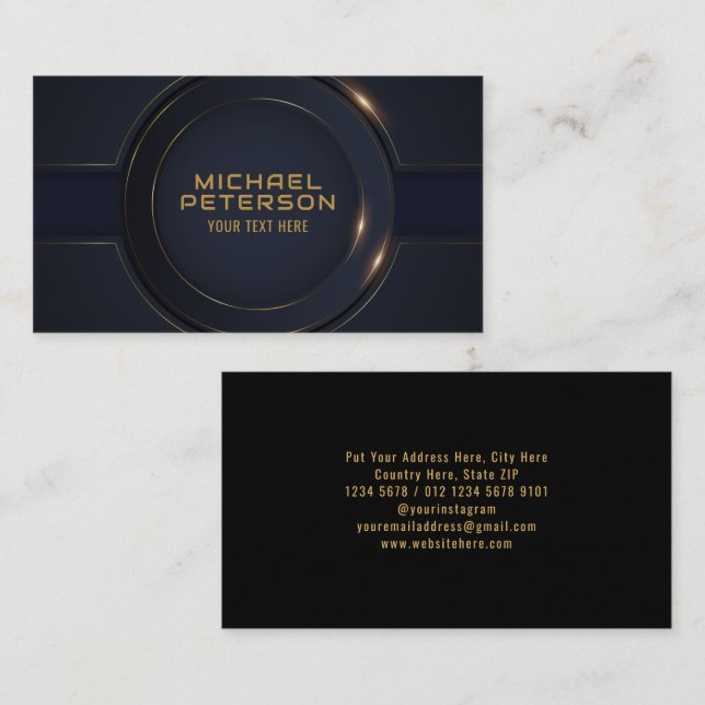 Tarjeta De Visita Lujoso Circle Gold Line | Futurista moderno (Anverso / Reverso)