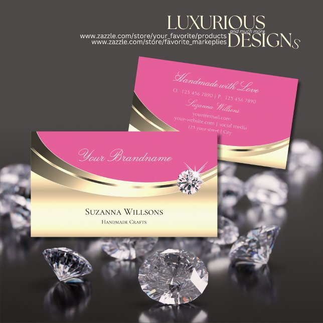 Tarjeta De Visita Lujoso dorado y rosa con lujo de brillantes diaman (Subido por el creador)