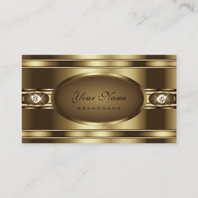 Tarjeta De Visita Lujoso efecto de oro con Diamantes de imitación no (Anverso)