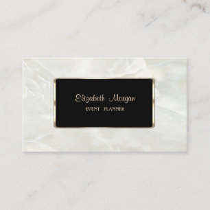 Tarjeta De Visita Lujoso Elegante Estiloso, Mármol Blanco, Marco