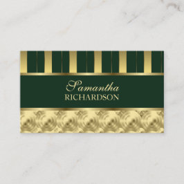 Tarjeta De Visita Lujoso Emerald Green Gold Stripes Geométrico