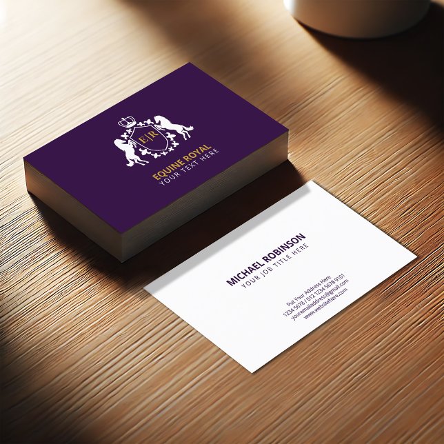 Tarjeta De Visita Lujoso Escudo Real Blanco | Inicial en morado (Subido por el creador)