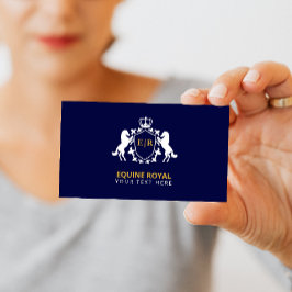 Tarjeta De Visita Lujoso Escudo Real Blanco | Iniciales sobre azul m