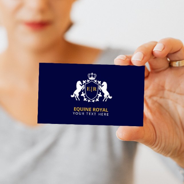 Tarjeta De Visita Lujoso Escudo Real Blanco | Iniciales sobre azul m (Subido por el creador)