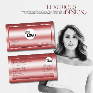 Tarjeta De Visita Lujoso estilo rojo con diamantes y logotipo