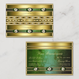 Tarjeta De Visita Lujoso Golden con un patrón de mármol verde oscuro
